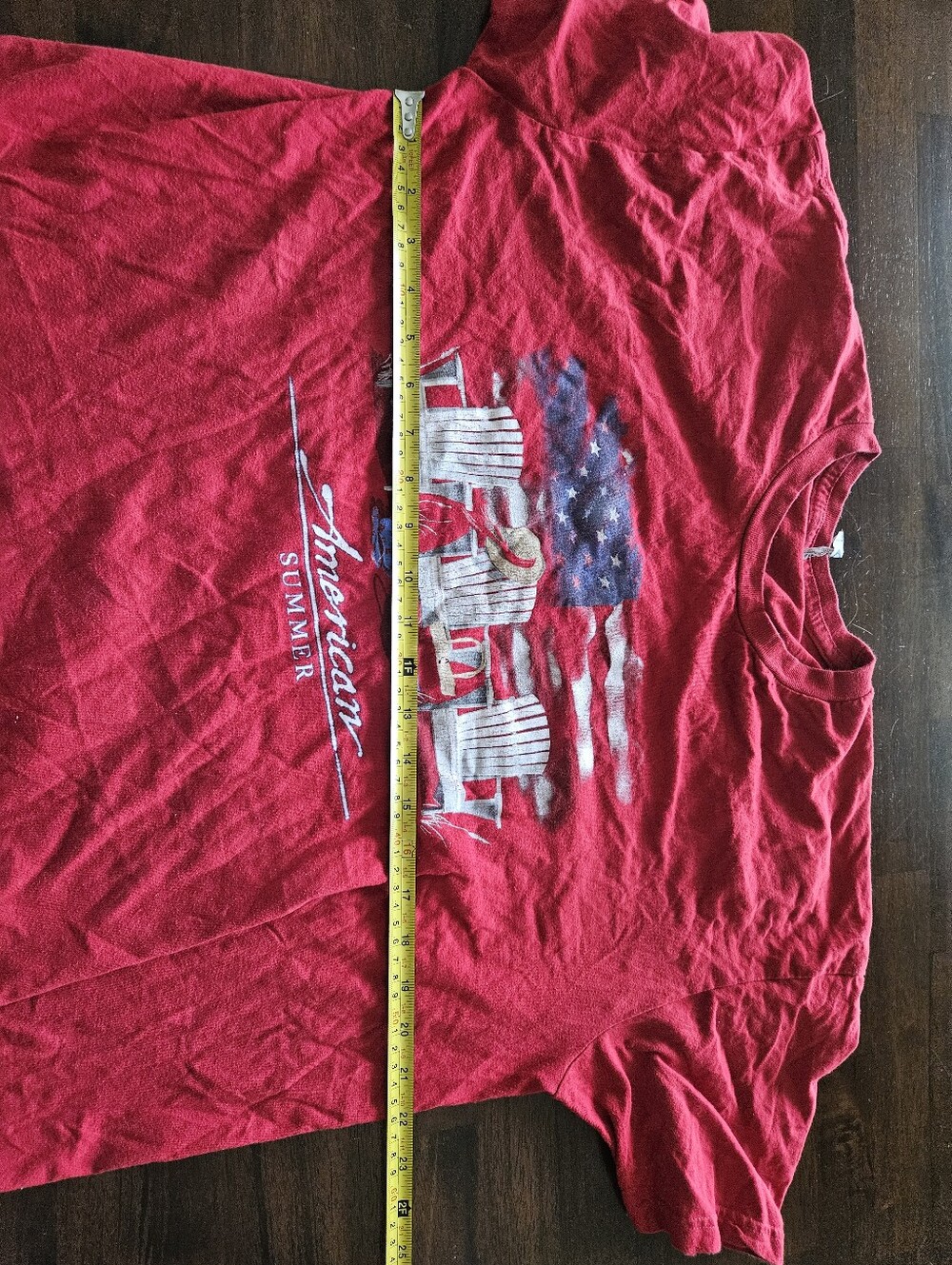 Red "American Summer" Graphic Tee with American Flag Print - Picture 5 of 5